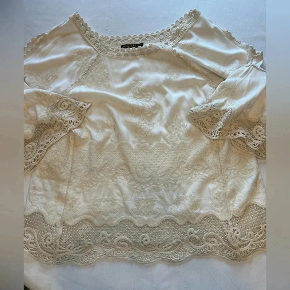 SPIAGGIA DOLCE lace trim and embroidered blouse Size M - Picture 10 of 11